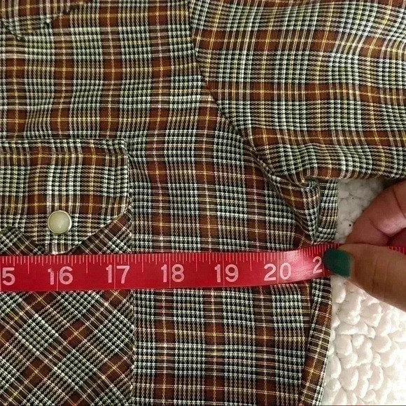 Vintage Dee Cee Western Plaid Sawtooth Shirt Pearl Snap Long Sleeve 15-32 - Picture 13 of 14